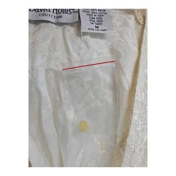 Vintage Ivory Lace Vest Size M David Hollis Collection Lined Tie Back - Picture 9 of 10